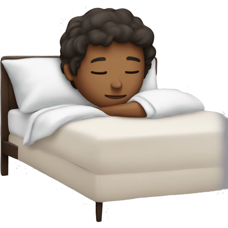 Bed with young man, sleeping,dark brown hair,sweet dreams  emoji