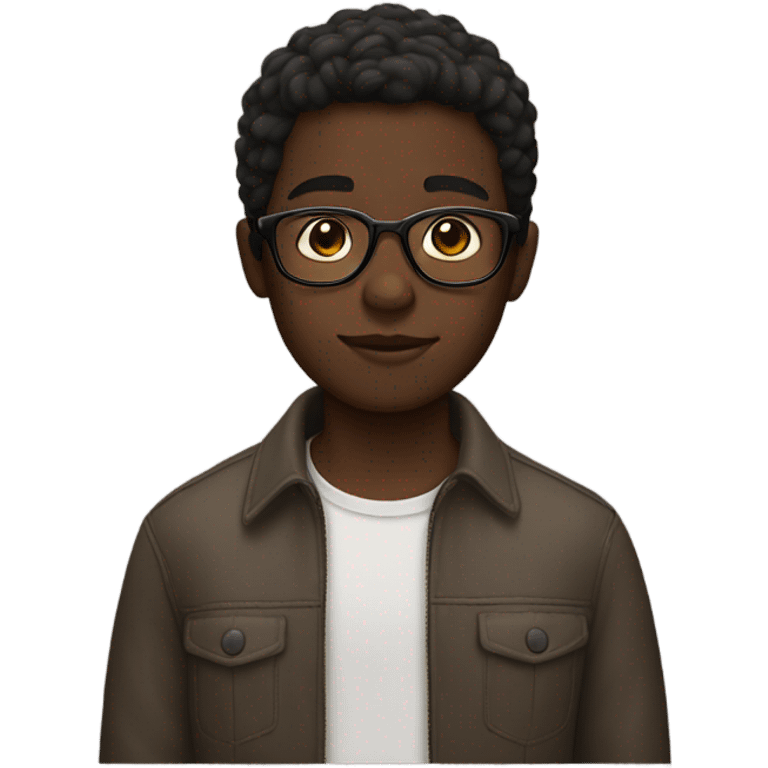 dark-skinned boy with glasses emoji