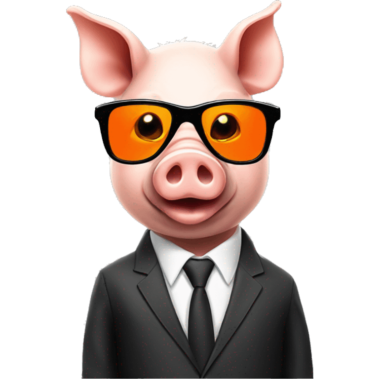 pig with orange business suite and black sunglasses emoji