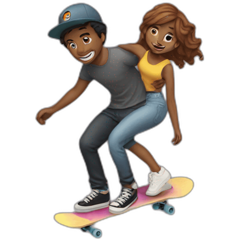 Two lovers on skateboard emoji