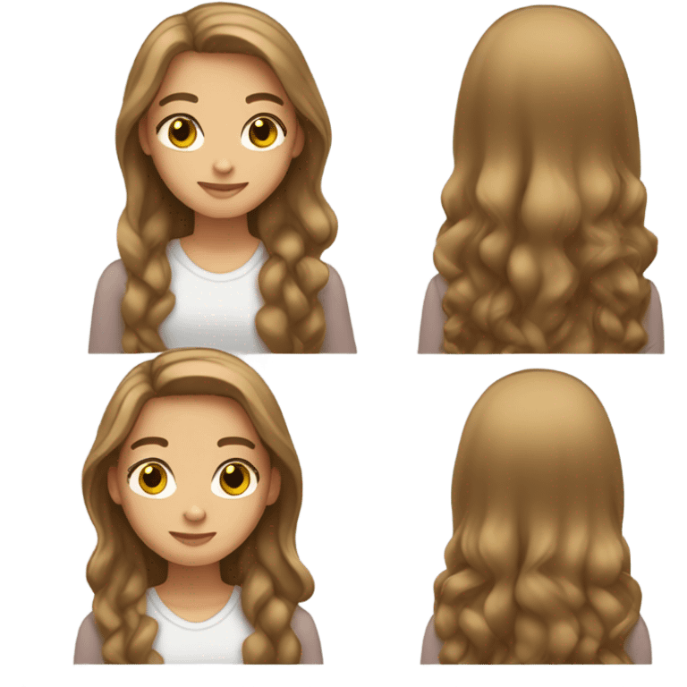 Long light brown hair girl with normal face emoji