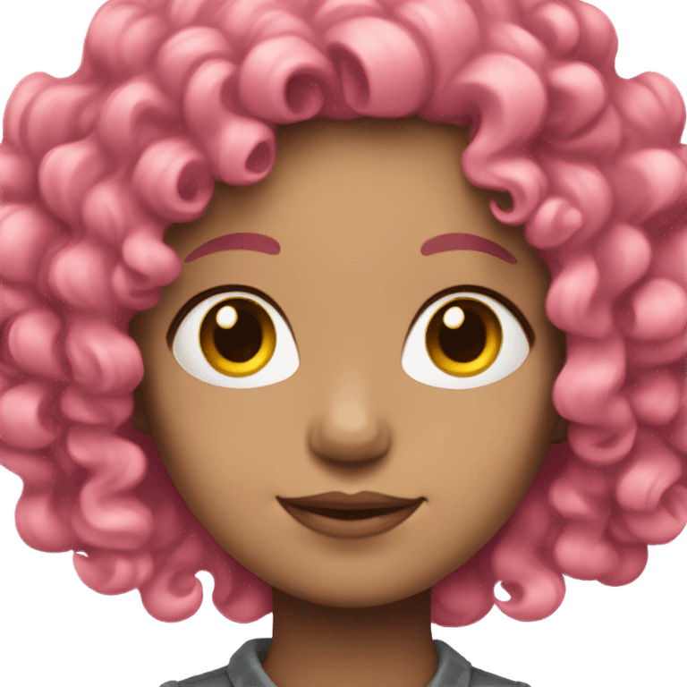 Pale girl with pink curly hair emoji