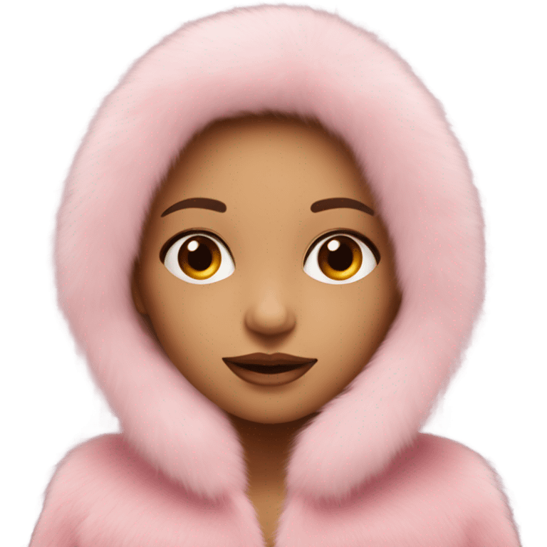 European girl in a pink fur coat emoji