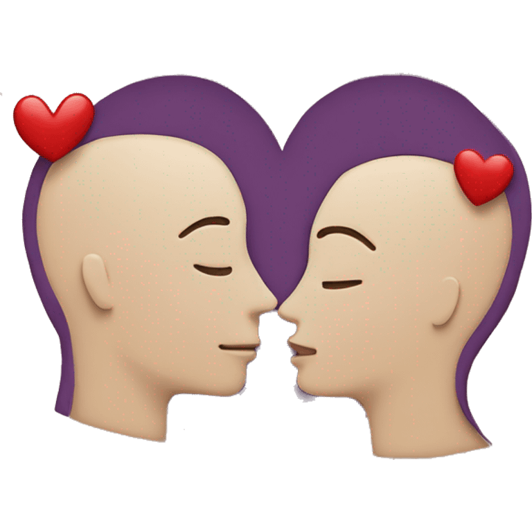 one man head and one woman head kiss with a heart in the middle  emoji