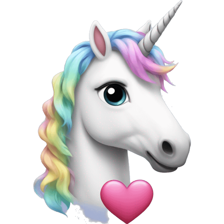 Unicorn with a heart emoji