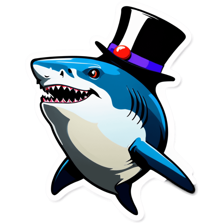 Shark with a top hat emoji