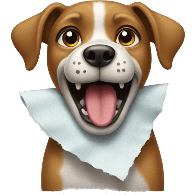 A dog with rag in teeth emoji