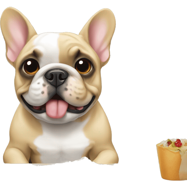 french bulldog eating  emoji