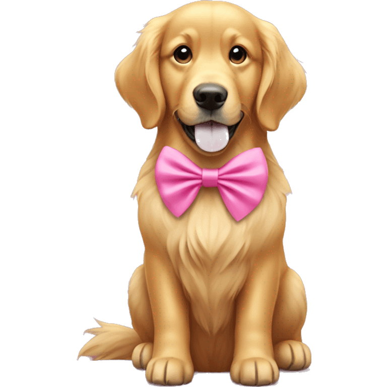 golden retriever wearing pink bow  emoji