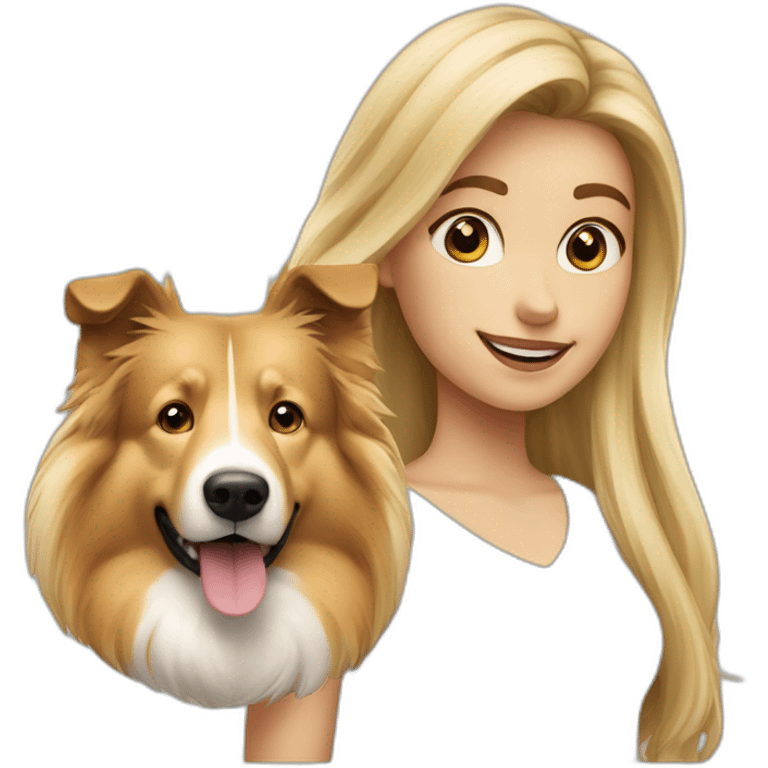 blonde girl and rough collie dog emoji