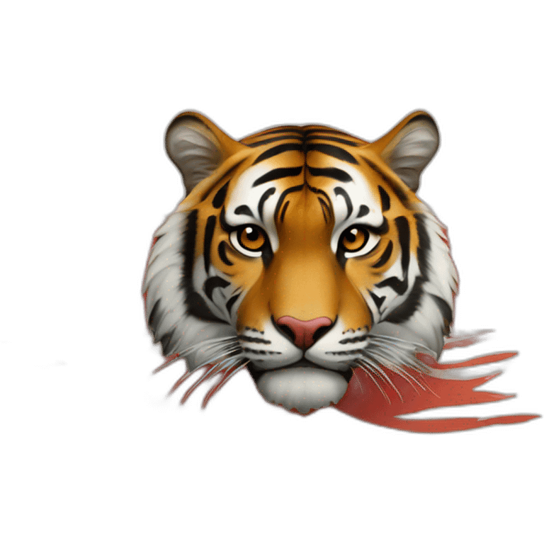 flag with a tiger in middle and red  emoji