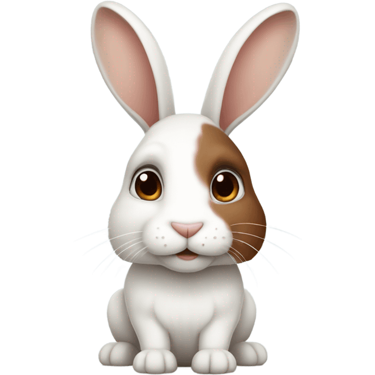 A white bunny with brown mark and brown ears  emoji