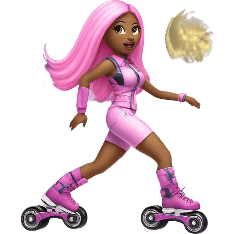 Nicki Minaj on rollerblades as a moon ￼ emoji