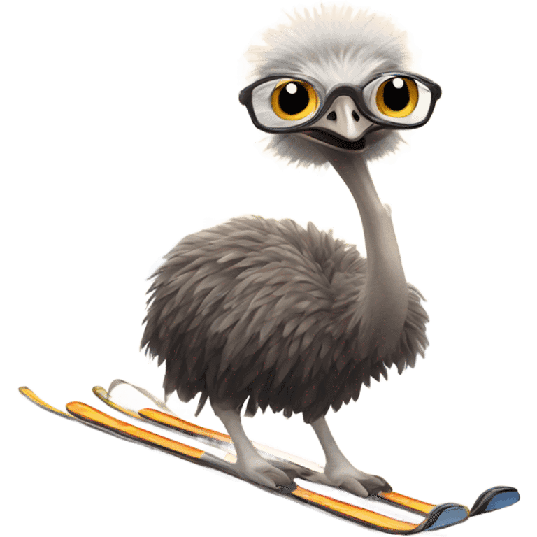 Ostrich on skis   emoji