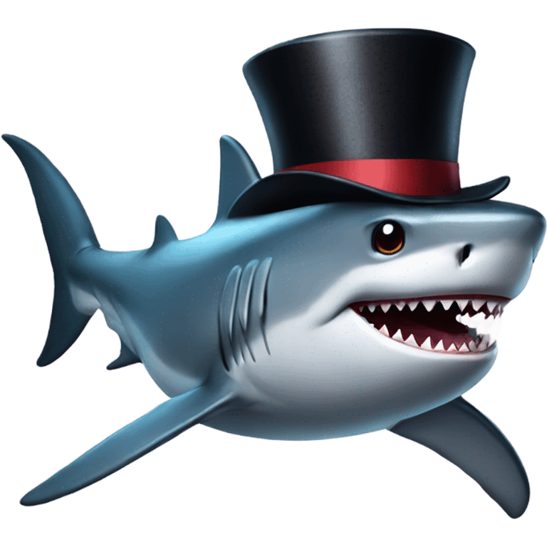 Shark with a top hat emoji