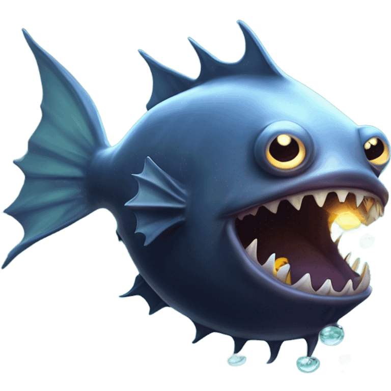 Anglerfish with glowing lure, sharp teeth, and big eyes. emoji