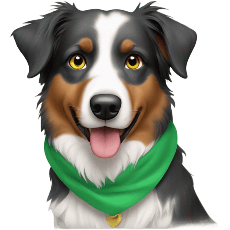 Australian shepherd with green collar emoji