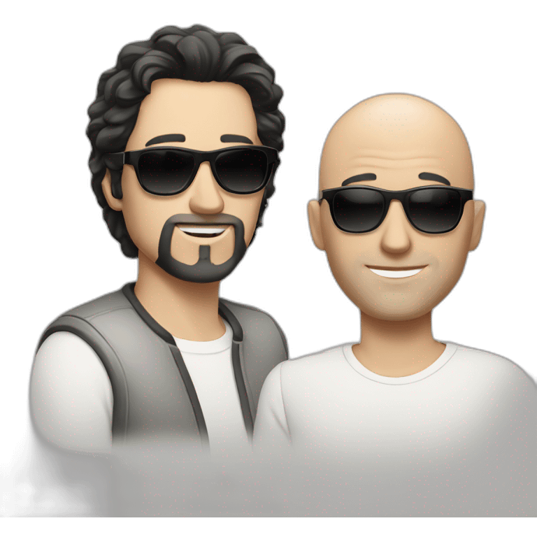 one black haired white man / one bald white man both sunglasses singers emoji