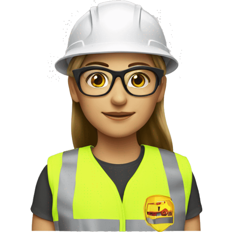 Safety girl hard hat safety glasses yellow reflective vest emoji