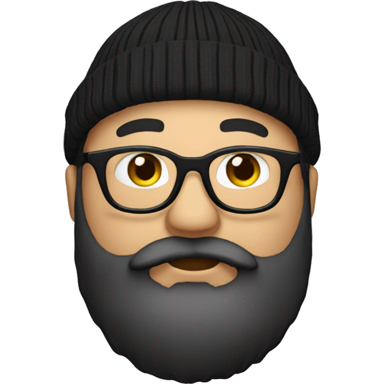 Chubby, beard, glasses, black beanie emoji