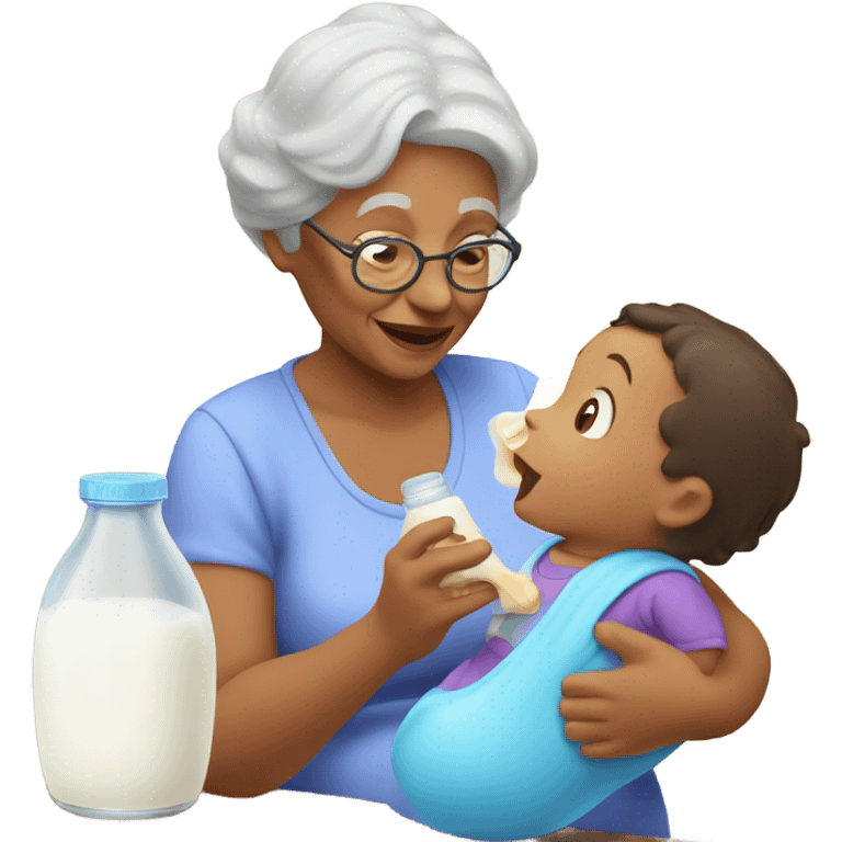 Grandma feeding natural milk emoji