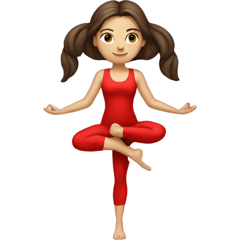 angelic brunette yoga white girl in red yoga outfit emoji