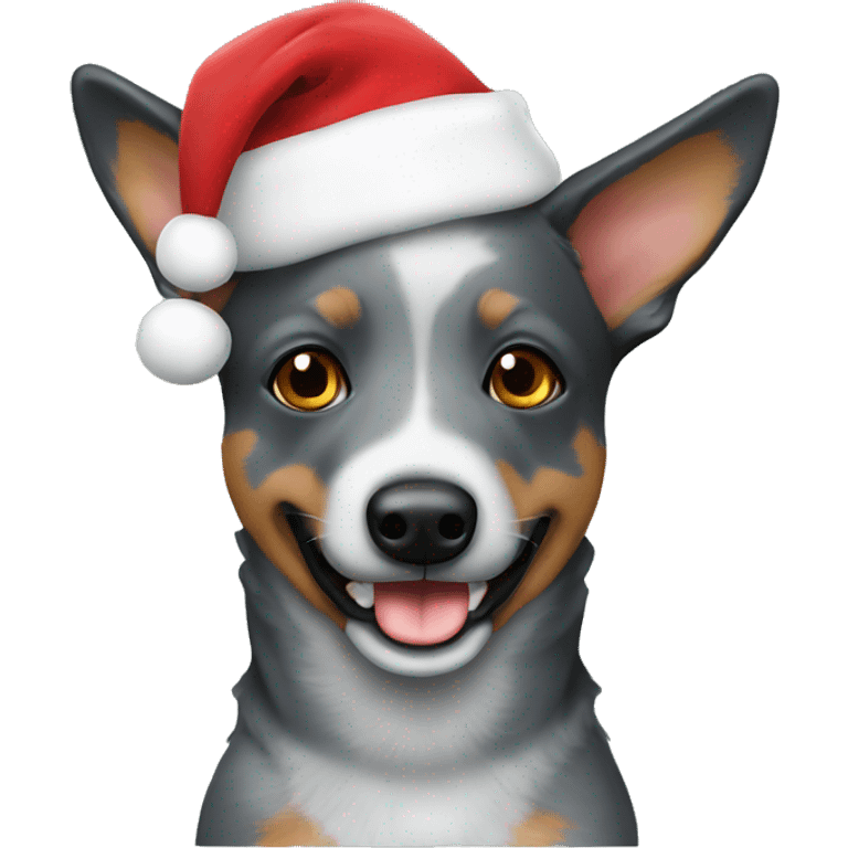 blue heeler with a santa hat on  emoji