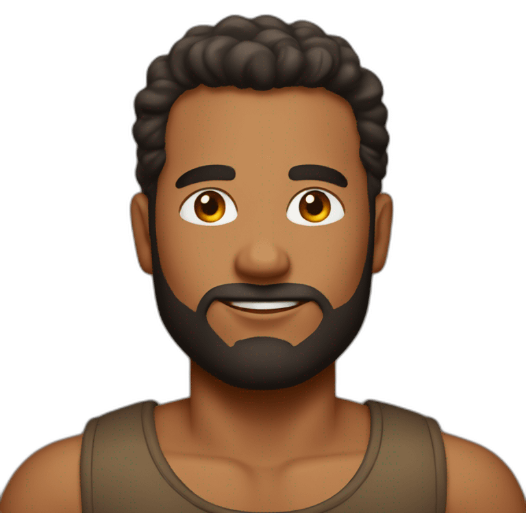 A bold man with a Brown tank top emoji