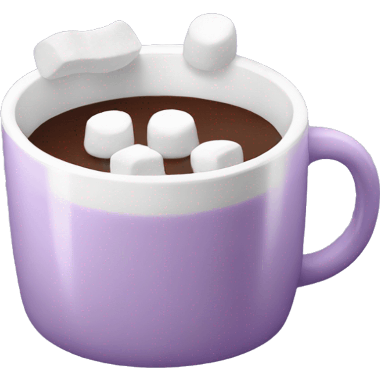 Lilac mug of hot chocolate with marshmallows  emoji