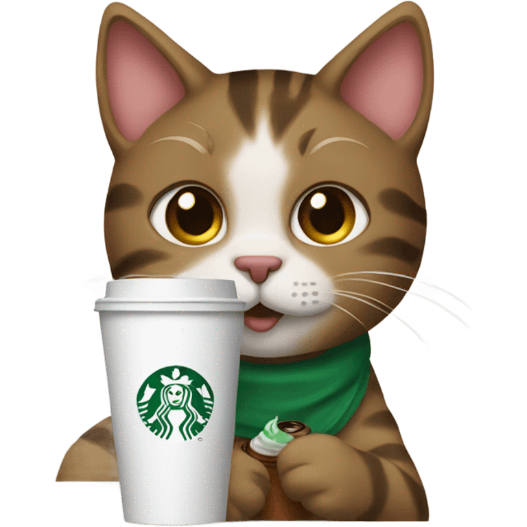 cat drinking starbucks emoji