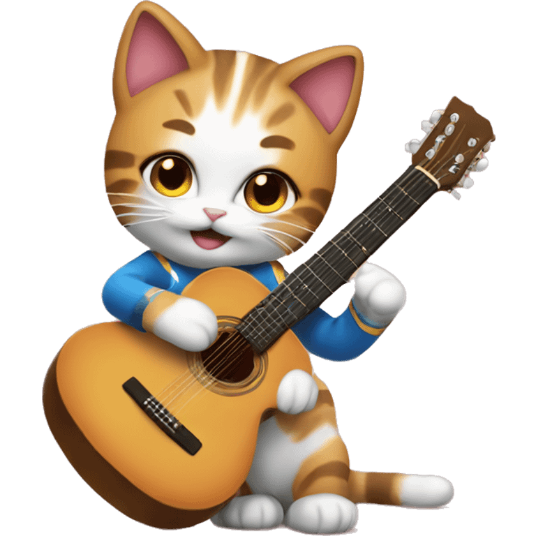 cheerleader cat playing acoustic guitar emoji