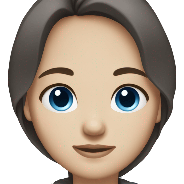 Dark brown hair, white girl with long hair, dark grey blue eyes as a female portrait emoji emoji