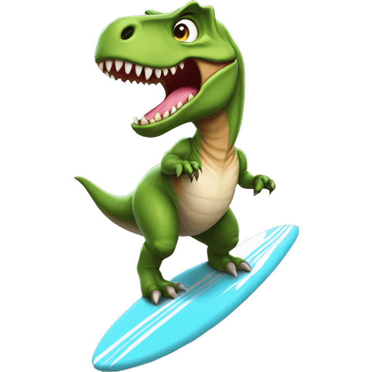 T-rex wearing a tutu on a surfboard emoji