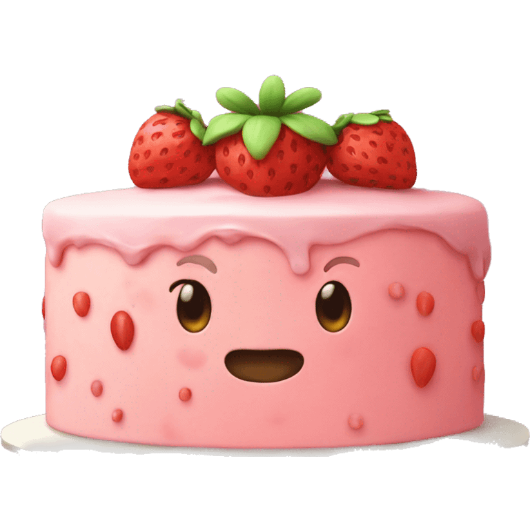 Strawberry cake with bow on the side emoji