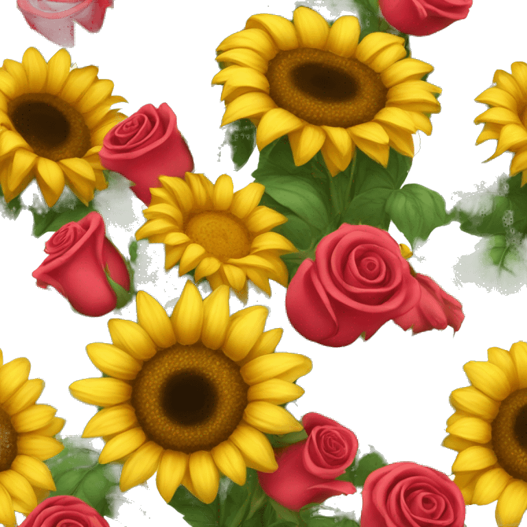 bouquet of sunflowers and roses emoji