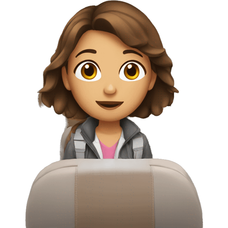 brown hair girl sitting on plane emoji