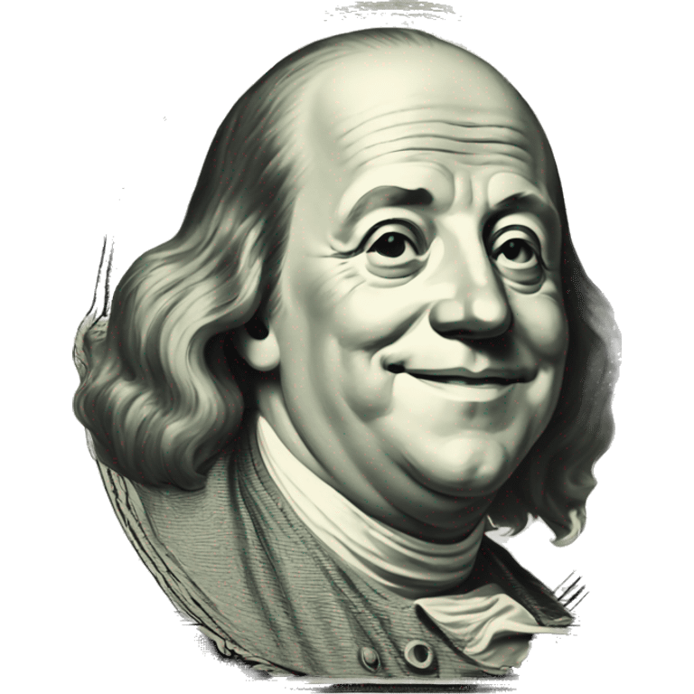 Benjamin Franklin dollar with great smile emoji