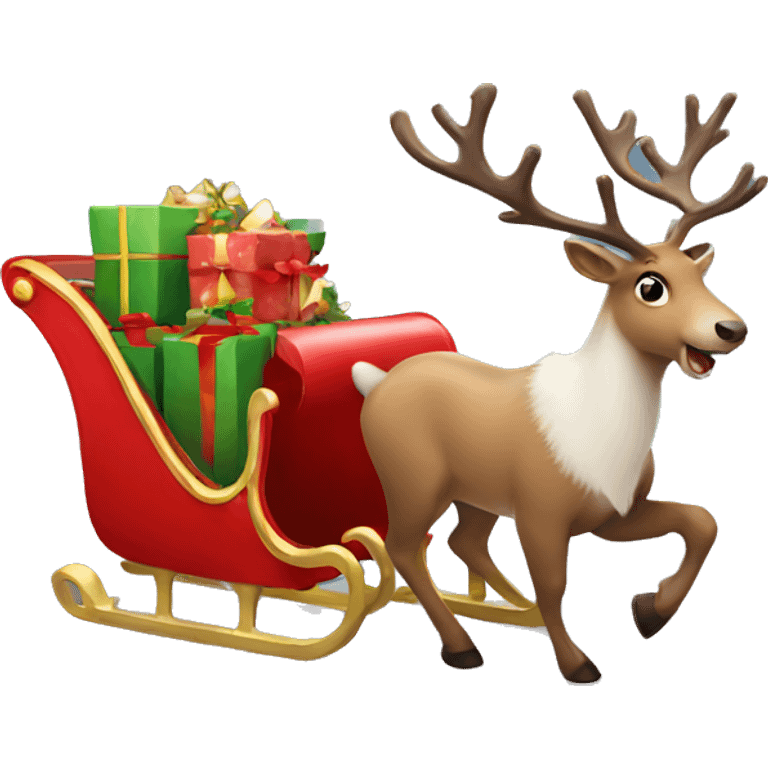 Reindeer with Christmas sleigh emoji