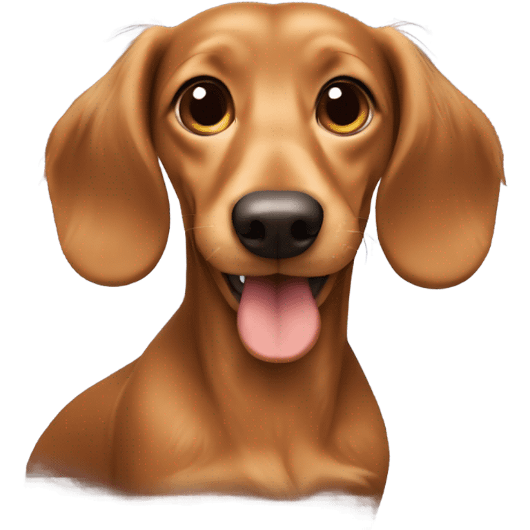 Small smiling light brown Long-haired dachshund  emoji