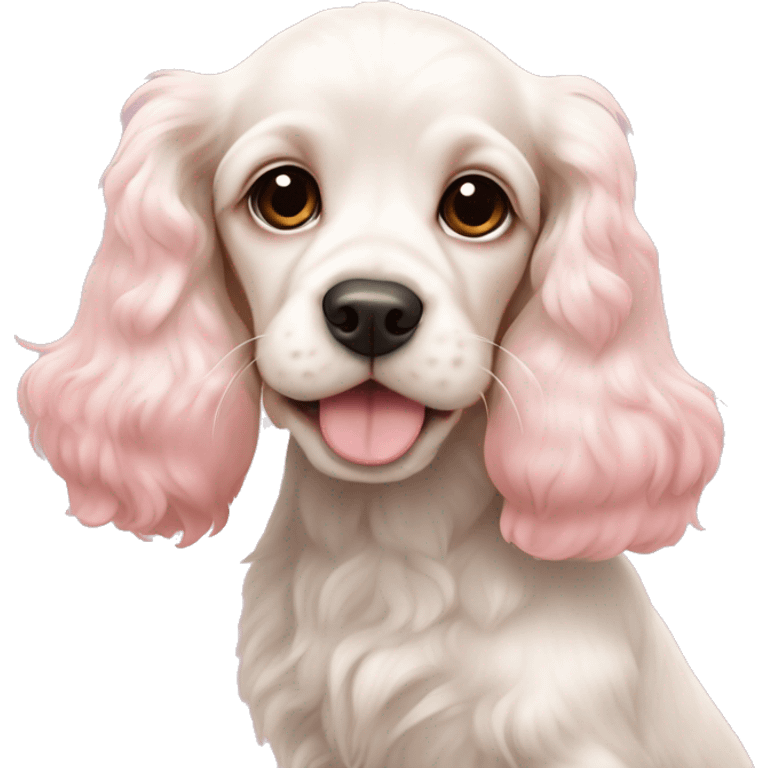 Cute white cocker spaniel with a baby pink ྀིྀིྀིྀིྀི emoji