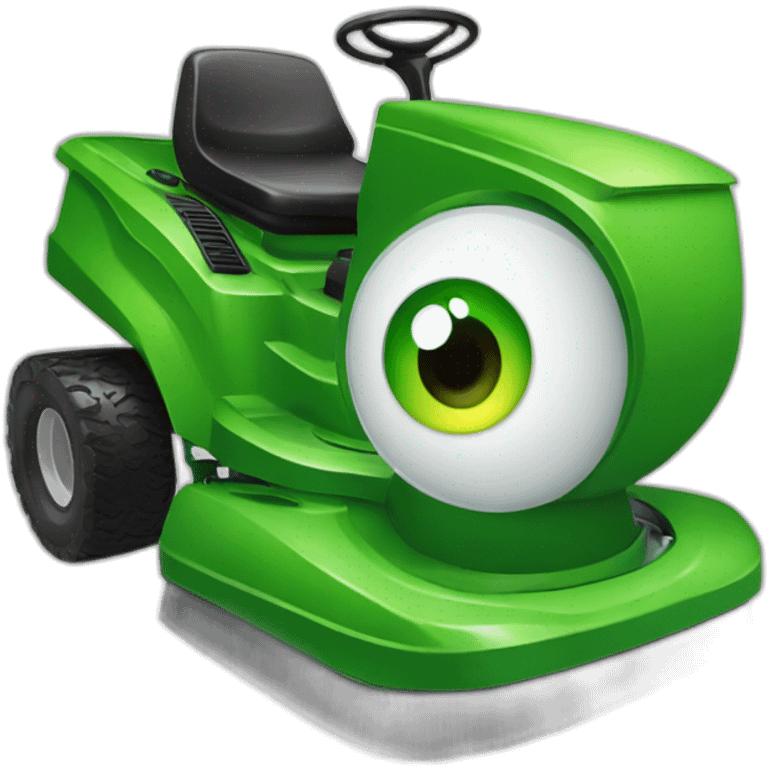 an eyeball with a green lawnmower reflection emoji