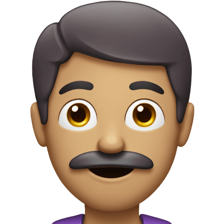 Man with tiny mustache eating an eggplant  emoji