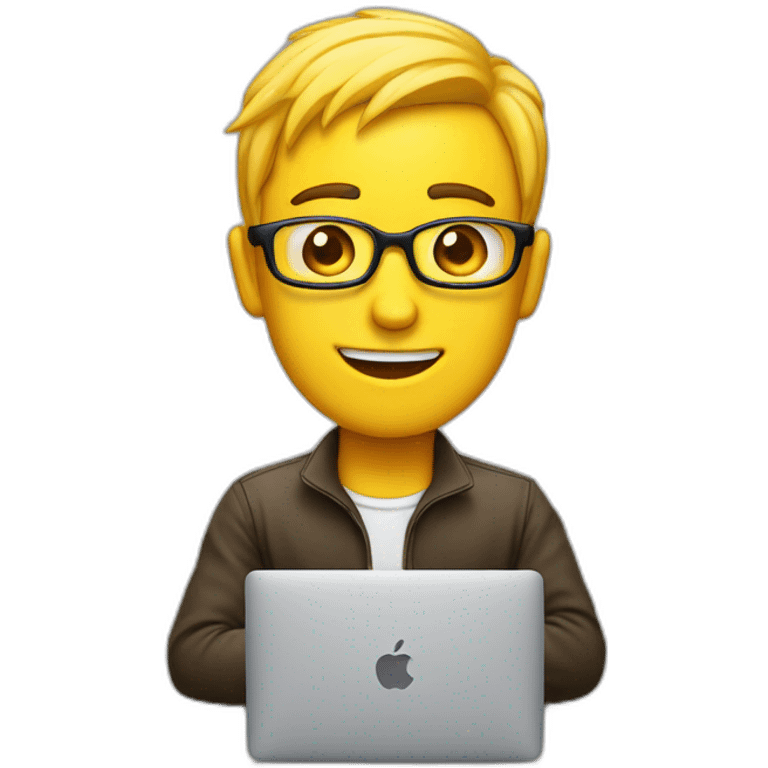 Programmeur fou sur son macbook emoji