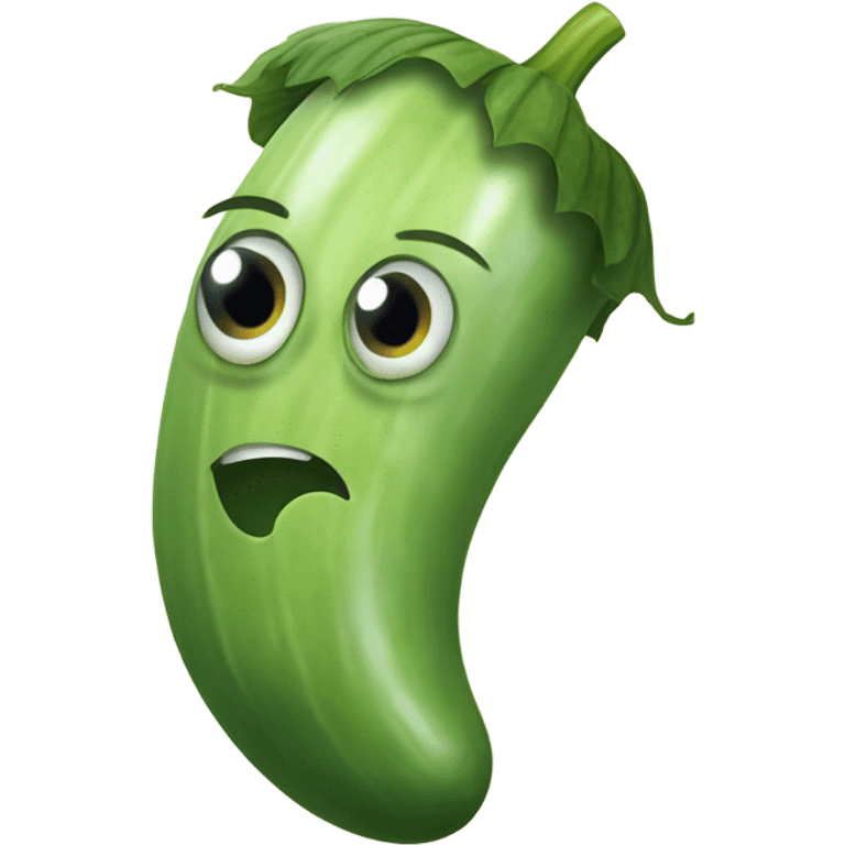 cucumber with a silly facial expression emoji