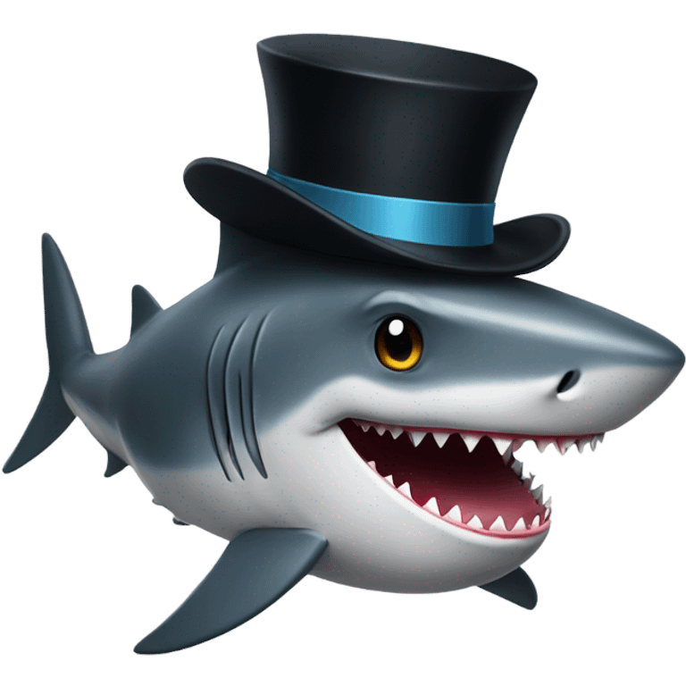 Shark with a top hat emoji