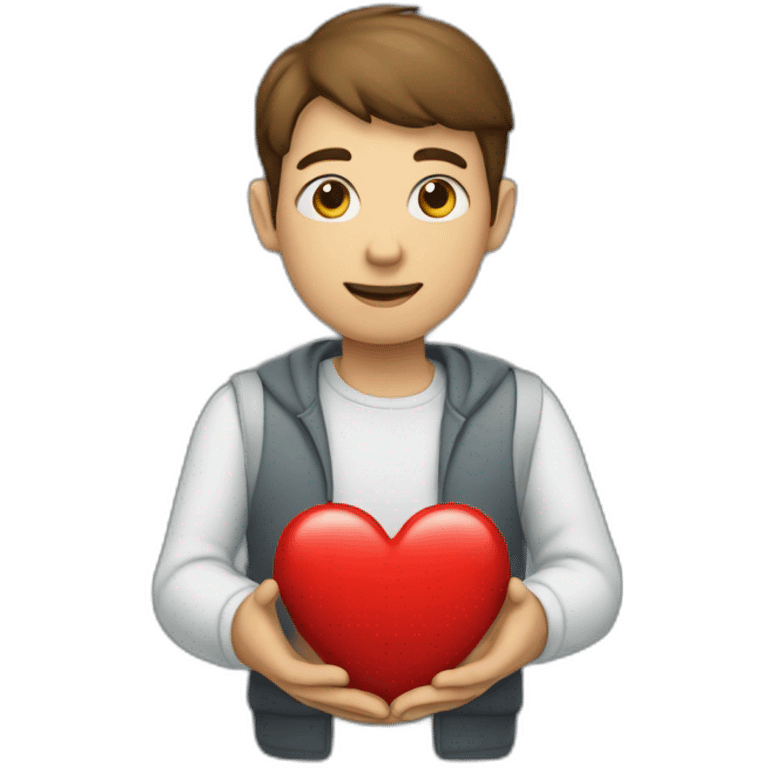 human holding a red heart emoji