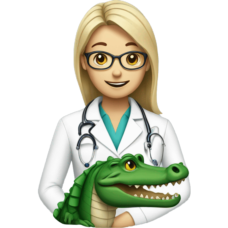 Alligator with female doctor emoji