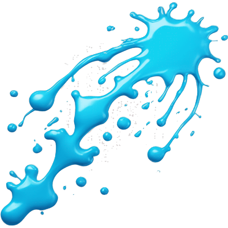 Glowing shiny Cyan blue paint splash splatter drip emoji