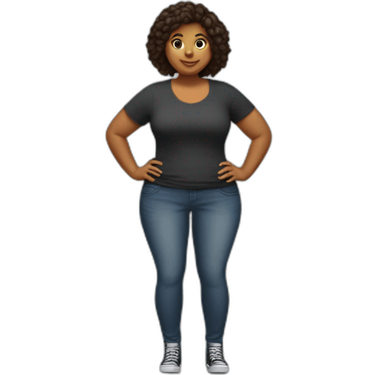 Full body Curvy girl прыгает на батуте emoji