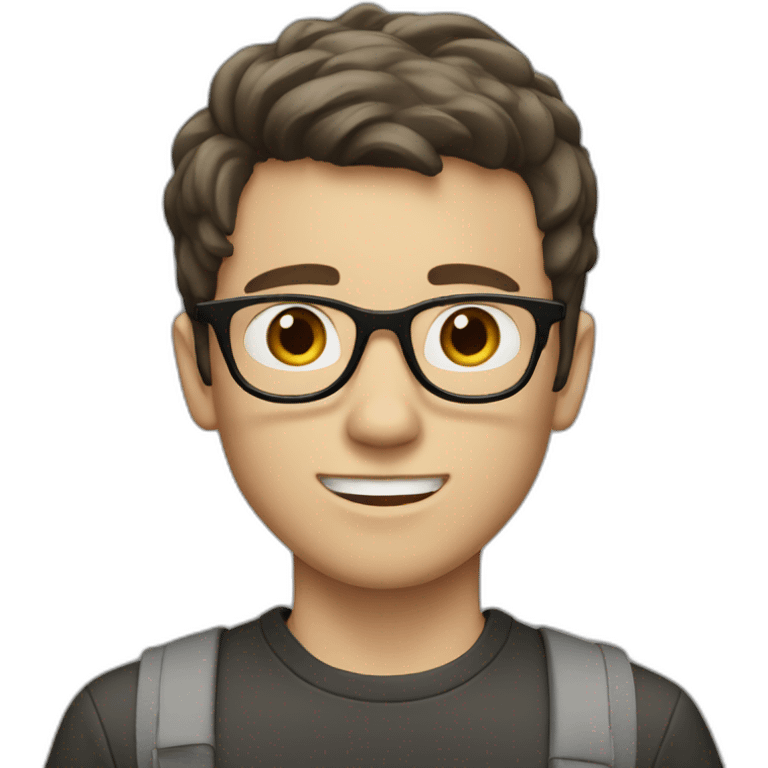 white boy with dark brown hair with gray glasses emoji